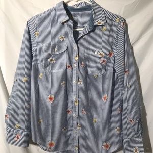 St. John's Bay Button-up Striped floral Blouse